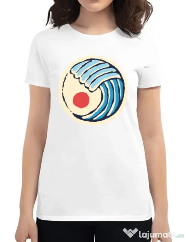 Tricou ADLER dama Great wave Alb