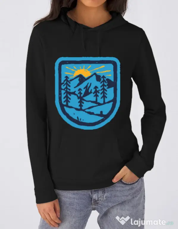 Hoodie dama cu gluga Great nature Negru