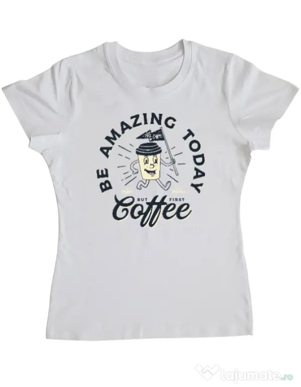 Tricou ADLER dama Amazing coffee Alb