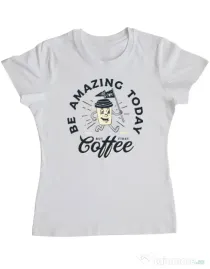 Tricou ADLER dama Amazing coffee Alb