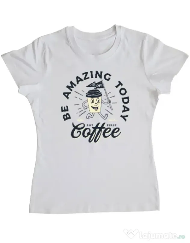 Tricou ADLER dama Amazing coffee Alb