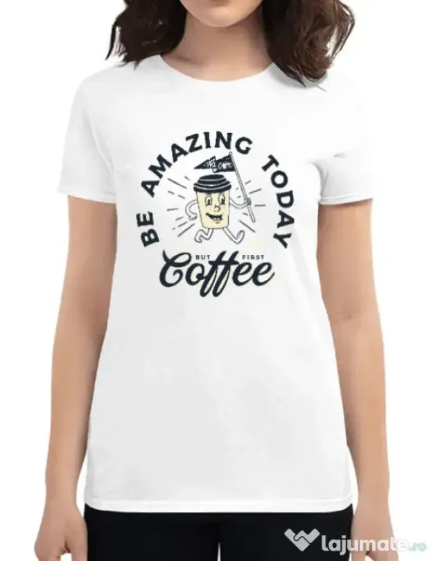 Tricou ADLER dama Amazing coffee Alb