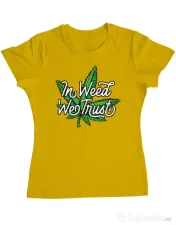 Tricou ADLER dama In weed we trust Galben 