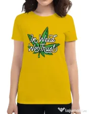 Tricou ADLER dama In weed we trust Galben 