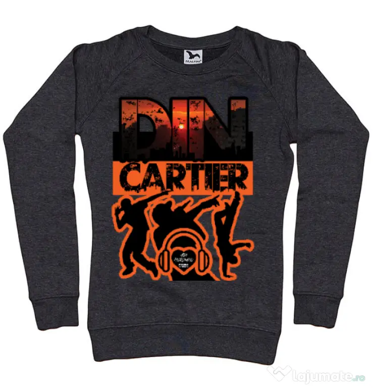 Bluza personalizata dama dincartier Negru melanj