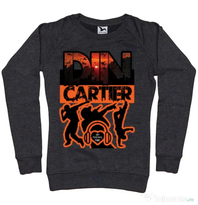 Bluza personalizata dama dincartier Negru melanj
