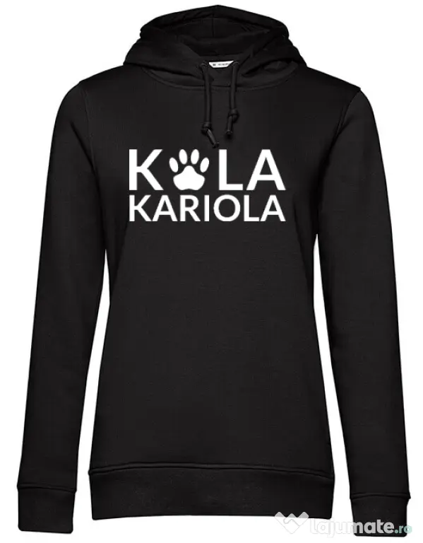 Hanorac dama cu gluga Logo Kola Alb Negru