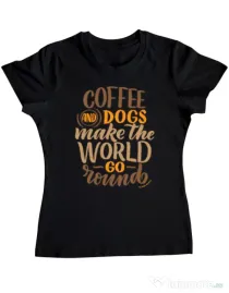 Tricou personalizat dama Coffee and dogs Negru