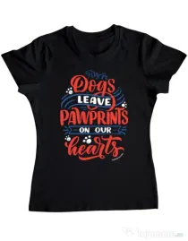 Tricou personalizat dama Dogs leave pawprints Negru