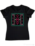 Tricou personalizat dama Childhood Pattern Negru