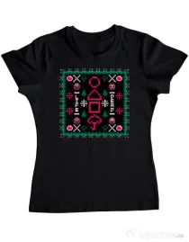 Tricou personalizat dama Childhood Pattern Negru