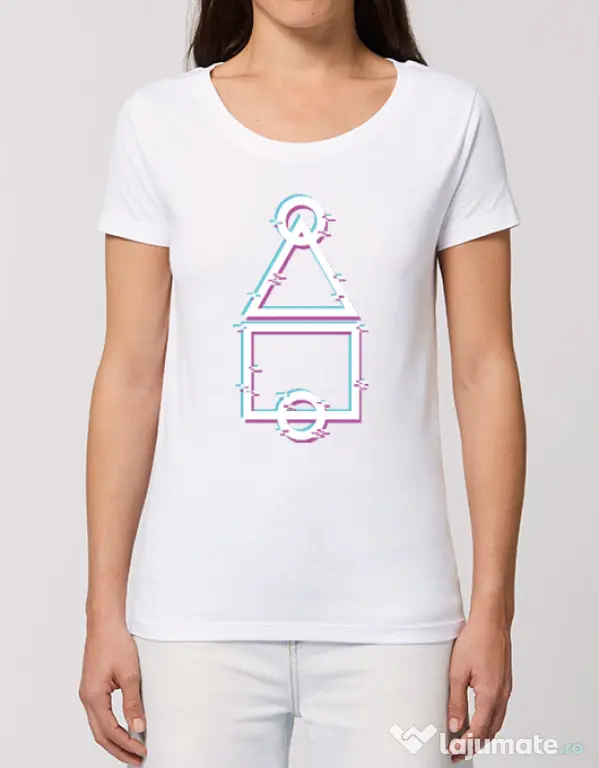 Tricou STANLEY STELLA dama Glitch Squid Game Alb