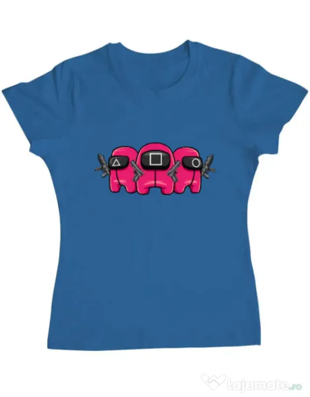 Tricou personalizat dama Squid Squad Albastru azuriu