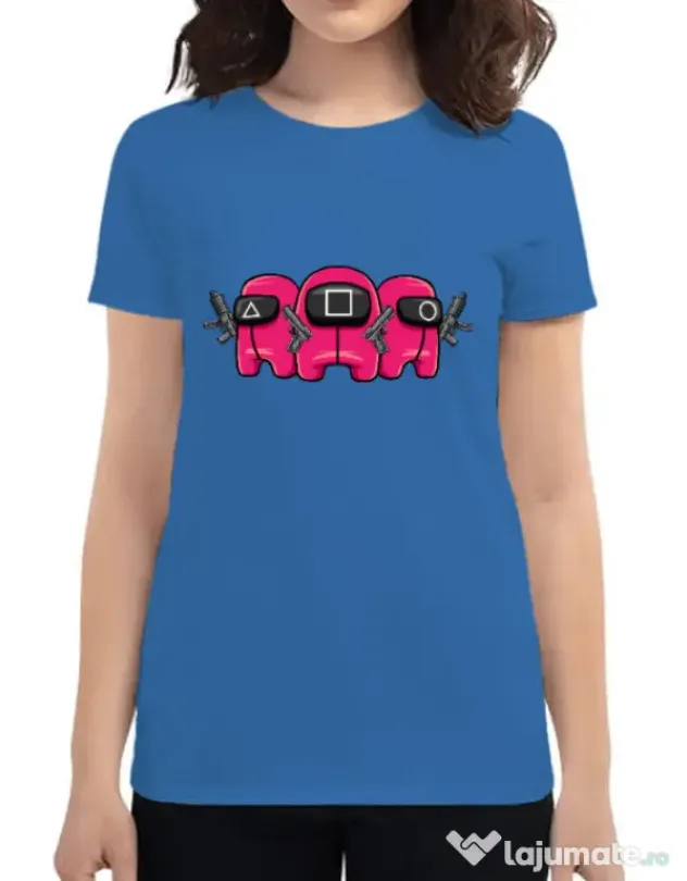 Tricou personalizat dama Squid Squad Albastru azuriu