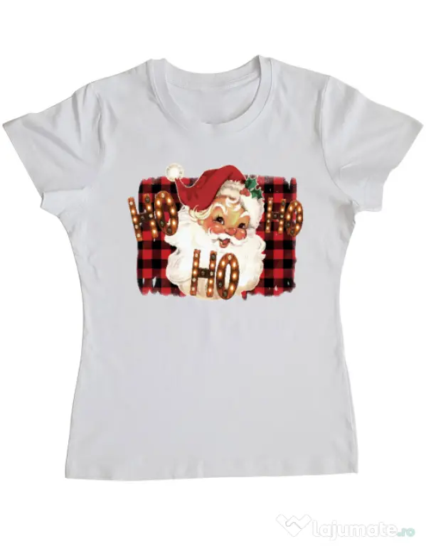 Tricou personalizat dama Ho Ho Ho! Alb