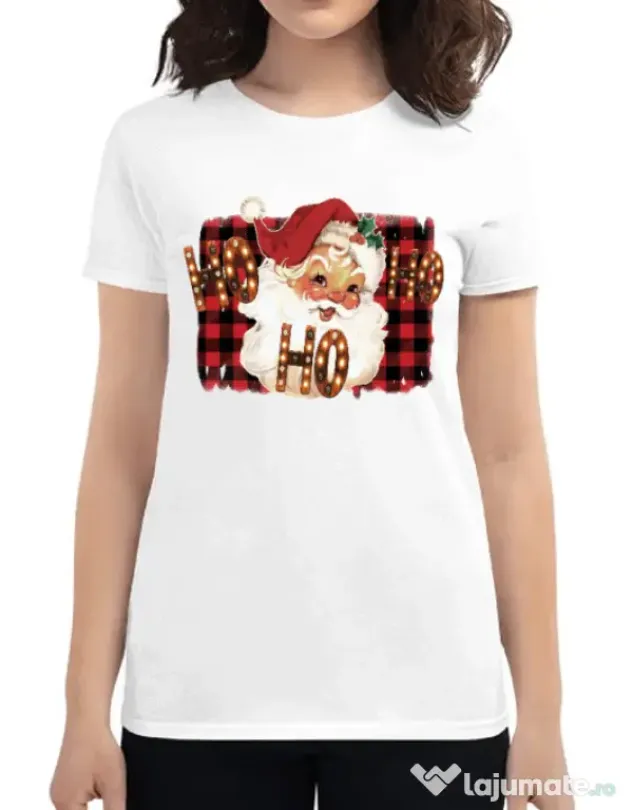 Tricou personalizat dama Ho Ho Ho! Alb