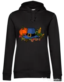 Hanorac dama cu gluga Thank Giving Negru