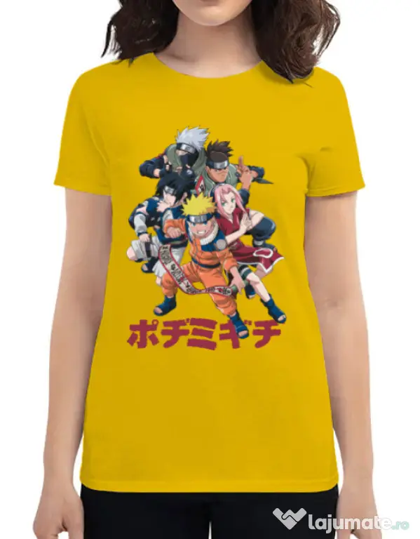 Tricou personalizat dama Naruto Ninja Team Galben