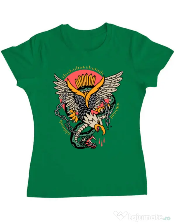 Tricou personalizat dama Tattoo Fighting Verde mediu