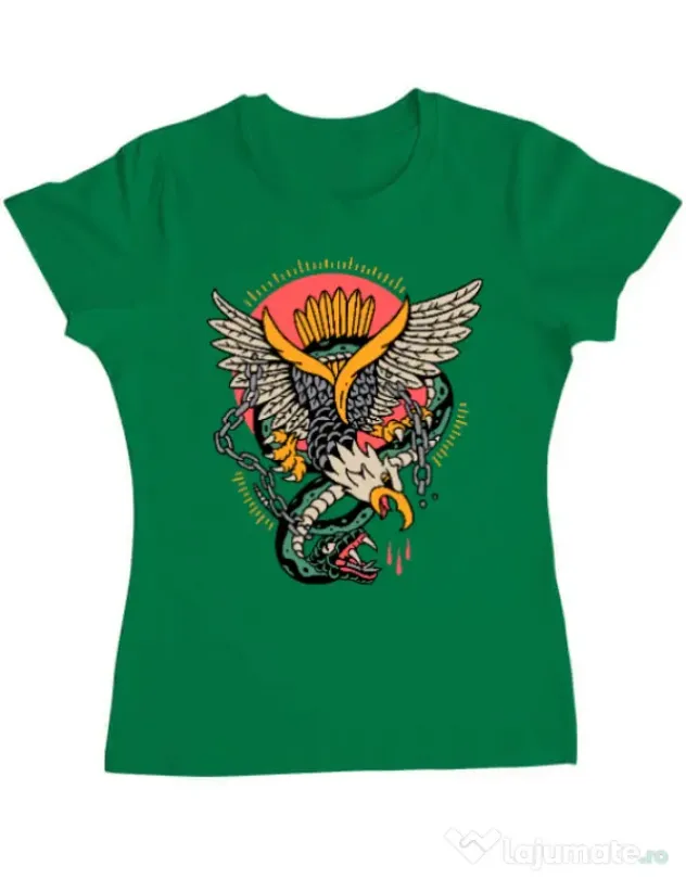 Tricou personalizat dama Tattoo Fighting Verde mediu