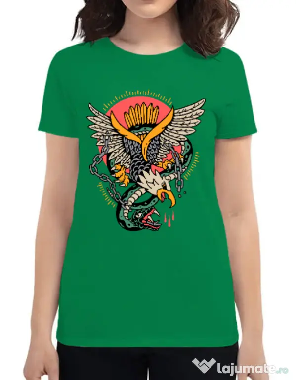 Tricou personalizat dama Tattoo Fighting Verde mediu