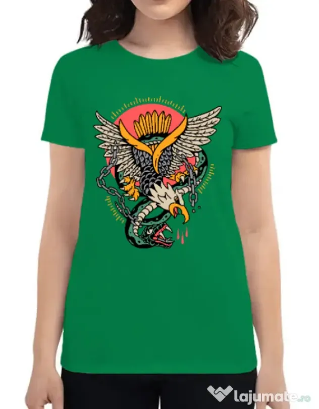 Tricou personalizat dama Tattoo Fighting Verde mediu