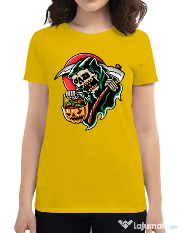 Tricou personalizat dama It's Halloween Time Galben