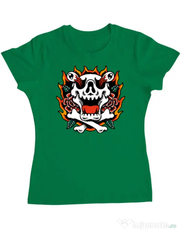 Tricou personalizat dama Death and Flower Verde mediu