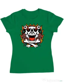 Tricou personalizat dama Death and Flower Verde mediu
