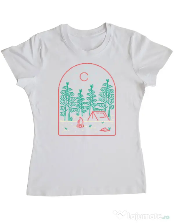 Tricou personalizat dama Camping Alb