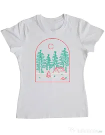 Tricou personalizat dama Camping Alb