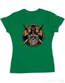 Tricou personalizat dama Skull Spartan Verde mediu