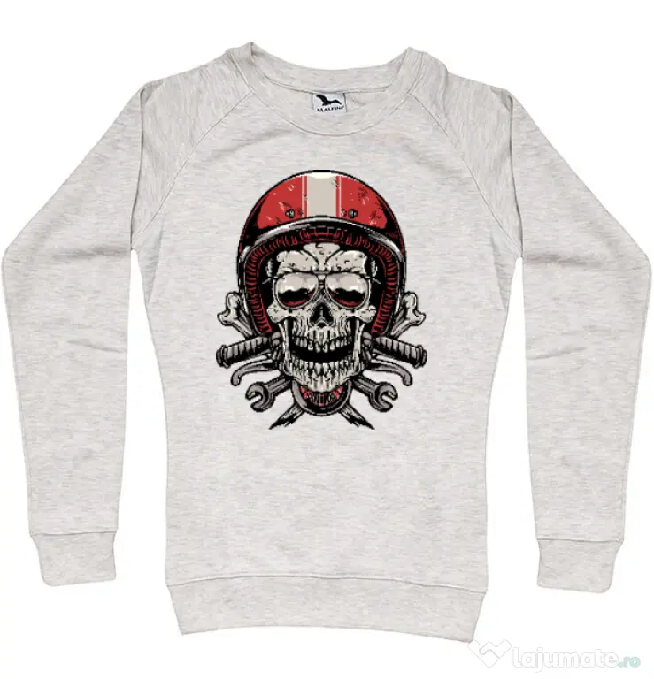 Bluza personalizata dama Skull Biker Migdala melanj