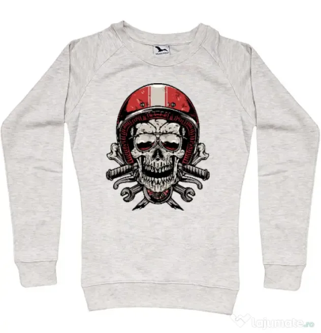 Bluza personalizata dama Skull Biker Migdala melanj