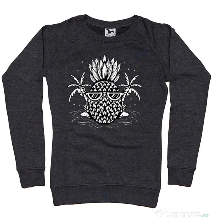Bluza personalizata dama Pineapple Summer Negru melanj