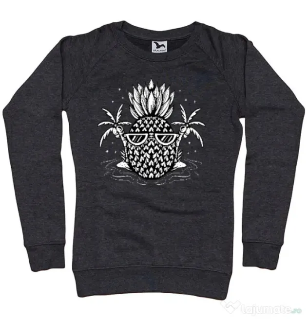 Bluza personalizata dama Pineapple Summer Negru melanj