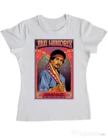 Tricou personalizat dama Jimi Hendrix Alb