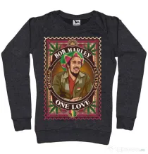 Bluza personalizata dama Bob Marley Negru melanj