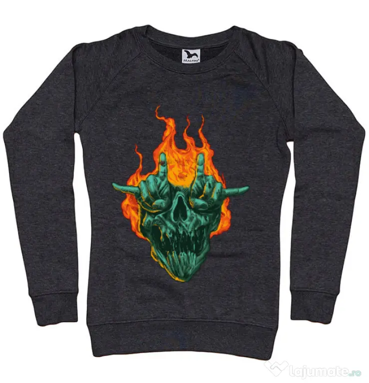 Bluza personalizata dama METAL HEADS Negru melanj