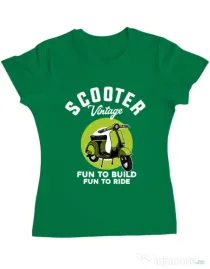 Tricou personalizat dama SCOOTER VINTAGE Verde mediu