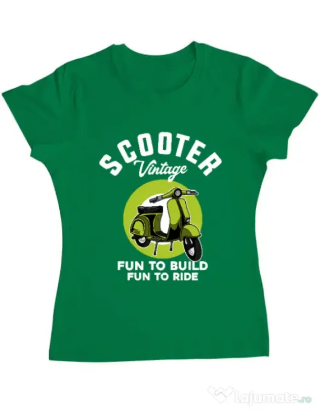 Tricou personalizat dama SCOOTER VINTAGE Verde mediu