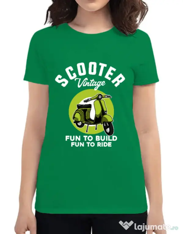 Tricou personalizat dama SCOOTER VINTAGE Verde mediu
