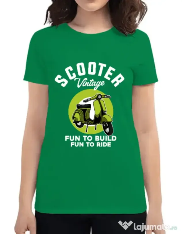 Tricou personalizat dama SCOOTER VINTAGE Verde mediu
