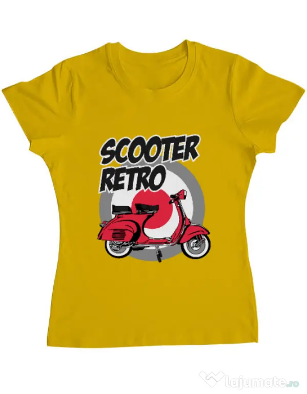 Tricou personalizat dama SCOOTER RETRO RED COLOR Galben