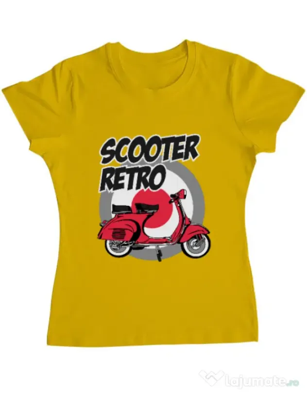 Tricou personalizat dama SCOOTER RETRO RED COLOR Galben