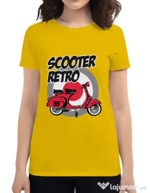 Tricou personalizat dama SCOOTER RETRO RED COLOR Galben