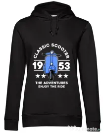 Hanorac dama cu gluga CLASSIC SCOOTER ADVENTURES Negru
