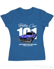 Tricou personalizat dama RETRO CAR 101 Albastru azuriu