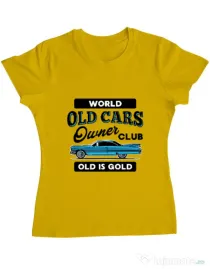 Tricou personalizat dama OLD CARS CLUB Galben