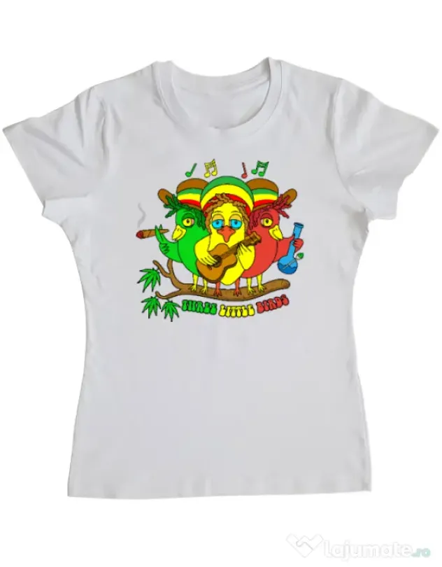 Tricou personalizat dama Three Little Birds Alb